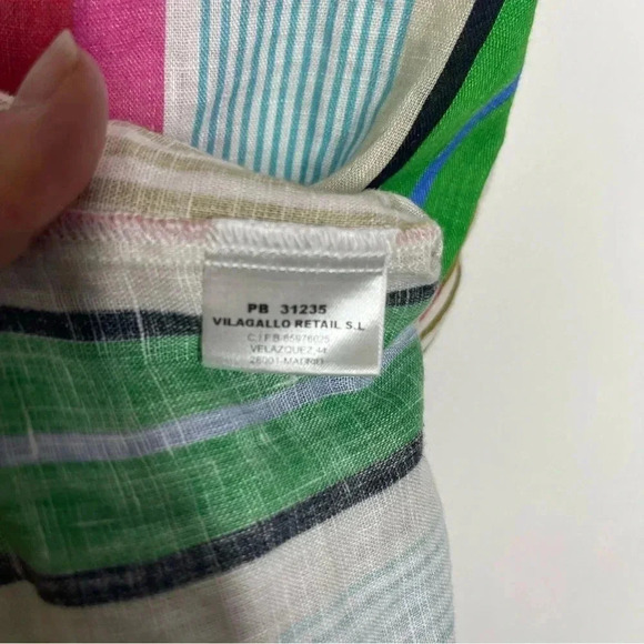 VILAGALLO Linen HARPER DRESS MULTI STRIPES Size Small - Picture 4 of 8